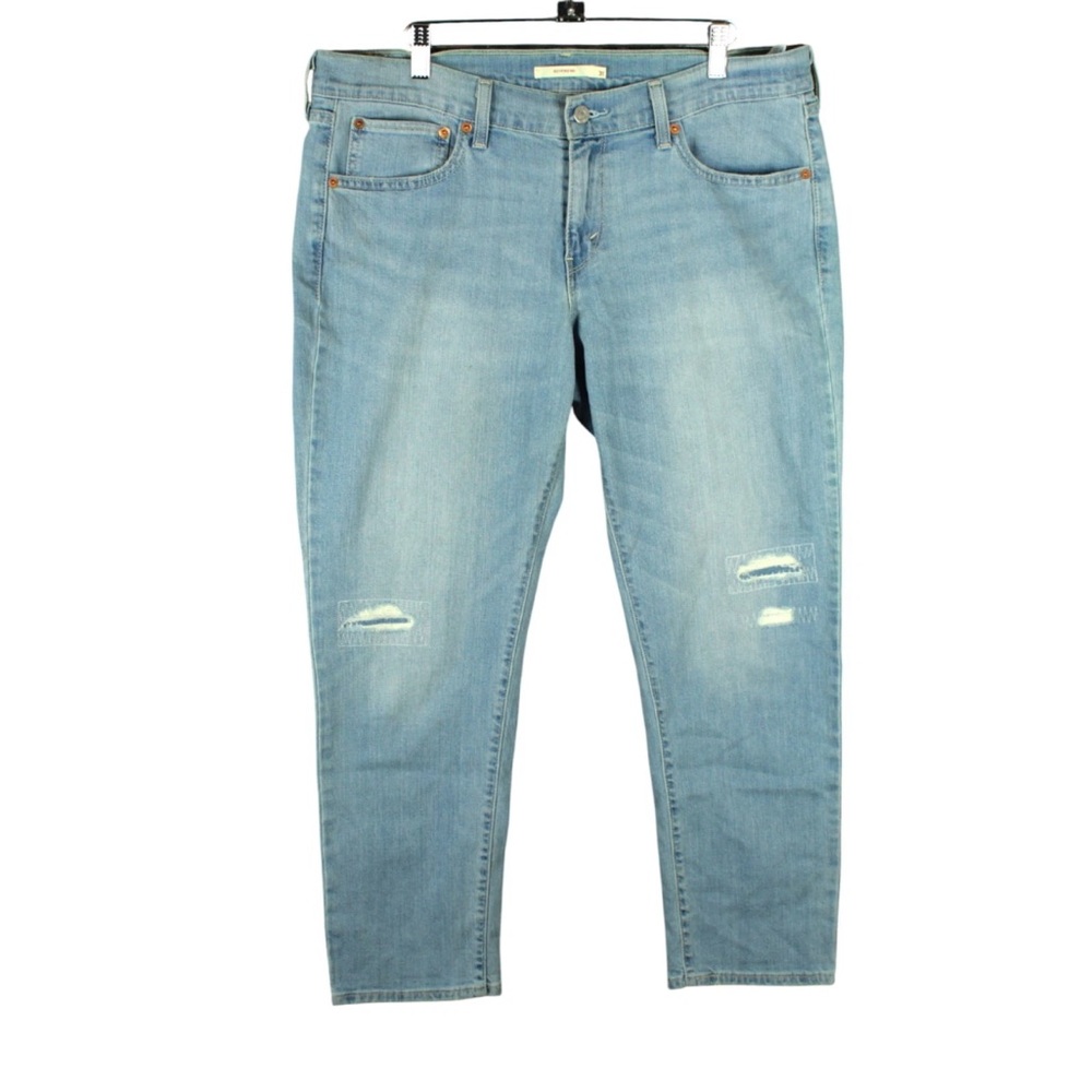 Levi's Women Jeans Blue Size 31 Boyfriend Distressed Stretch Mid Rise